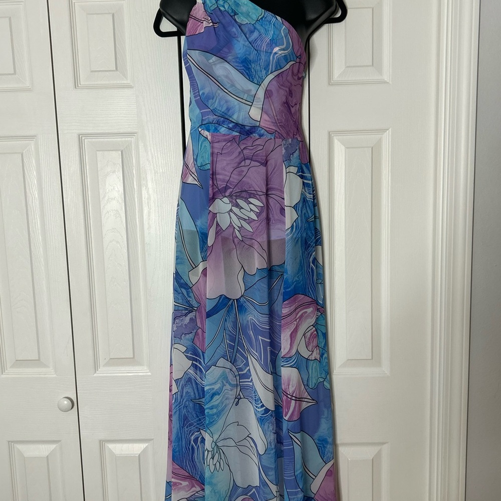 Elegant Floral One-Shoulder Dress